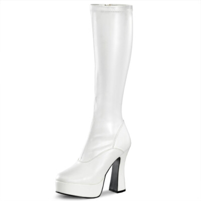 PleaserUSA Plateau-Kniestiefel Electra-2000Z mattweiß
