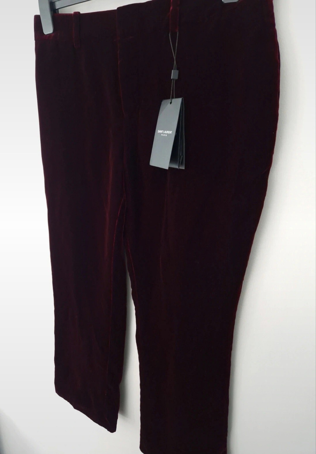 Saint Laurent 2018 pantalone abito velluto cropped taglia UK 10 nuovo con etichette