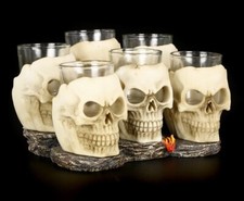 Teschio Bicchiere da Shottino - 6er Set Incl. Supporto - Fantasy Gothic Occhiali
