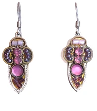 Ayala Bar Earrings Crystal Glass Beaded Colorful Mosaic Artisan Made