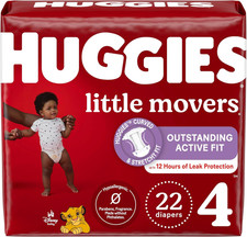 Huggies Size 4 Diapers, Little Movers Baby Diapers, Size 4 22-37 Lbs , 22 Count