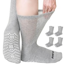 Non Slip Diabetic Socks: 4 Pairs Non Binding Hospital Socks for Men Women wit...