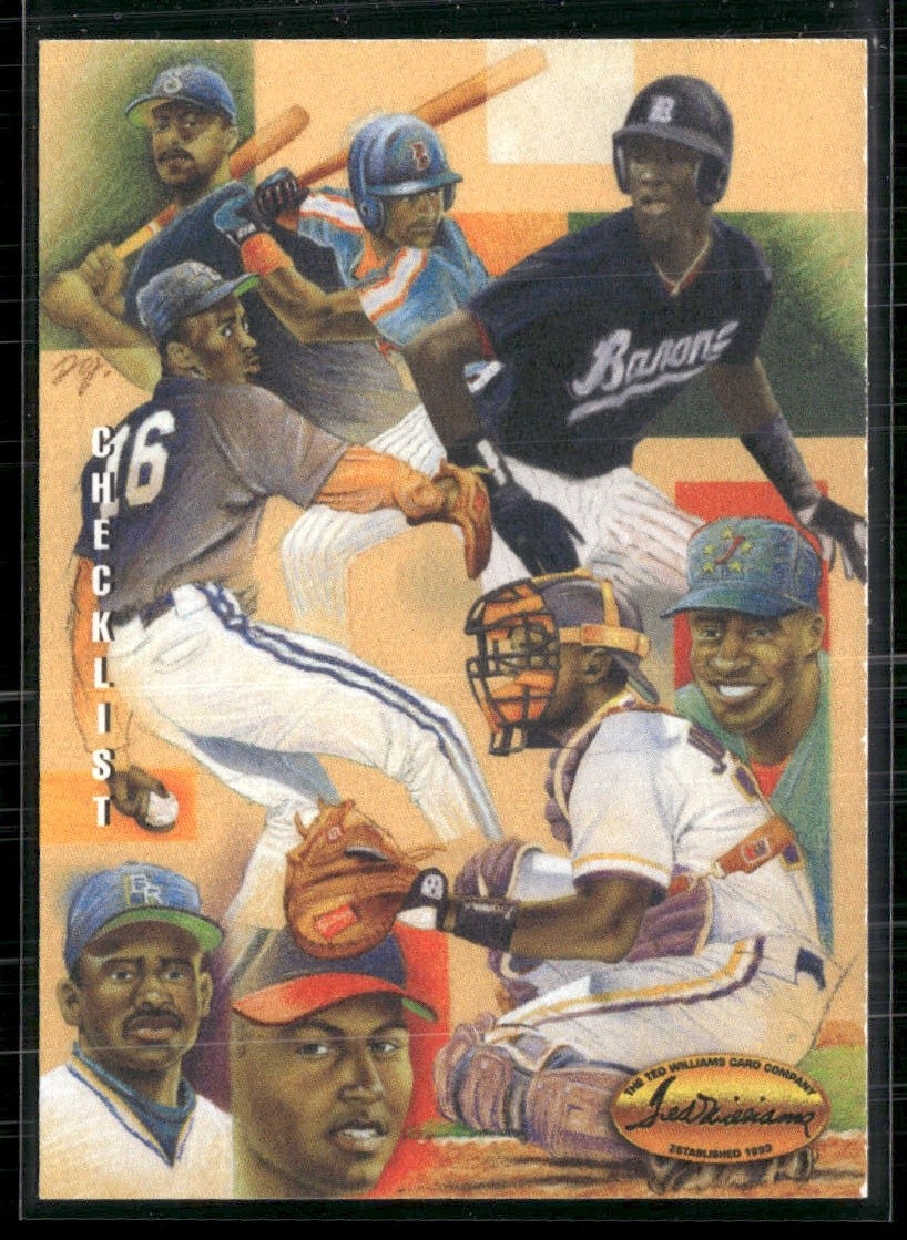 1994 Ted Williams #Dg9 Checklist Dan Gardiner Collection