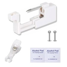 5 Pcs Lip Piercing Gun Kit, Body Kit for Men Silver