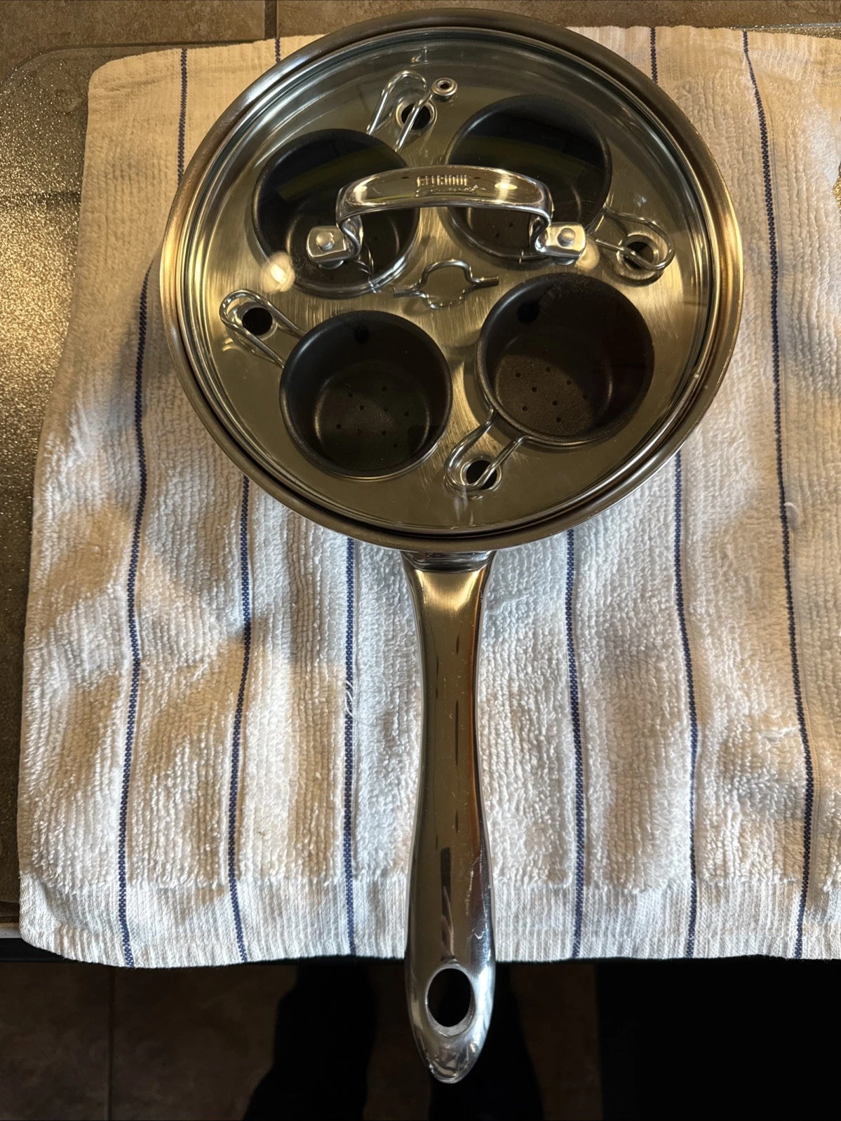 Belgique Tools of the Trade Gourmet With Glass Lid Egg Poacher Frying Pan 8”