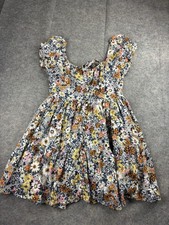 American Eagle Tier Puff Sleeve Mini Dress Cottage Floral Romantic Vacay Women M