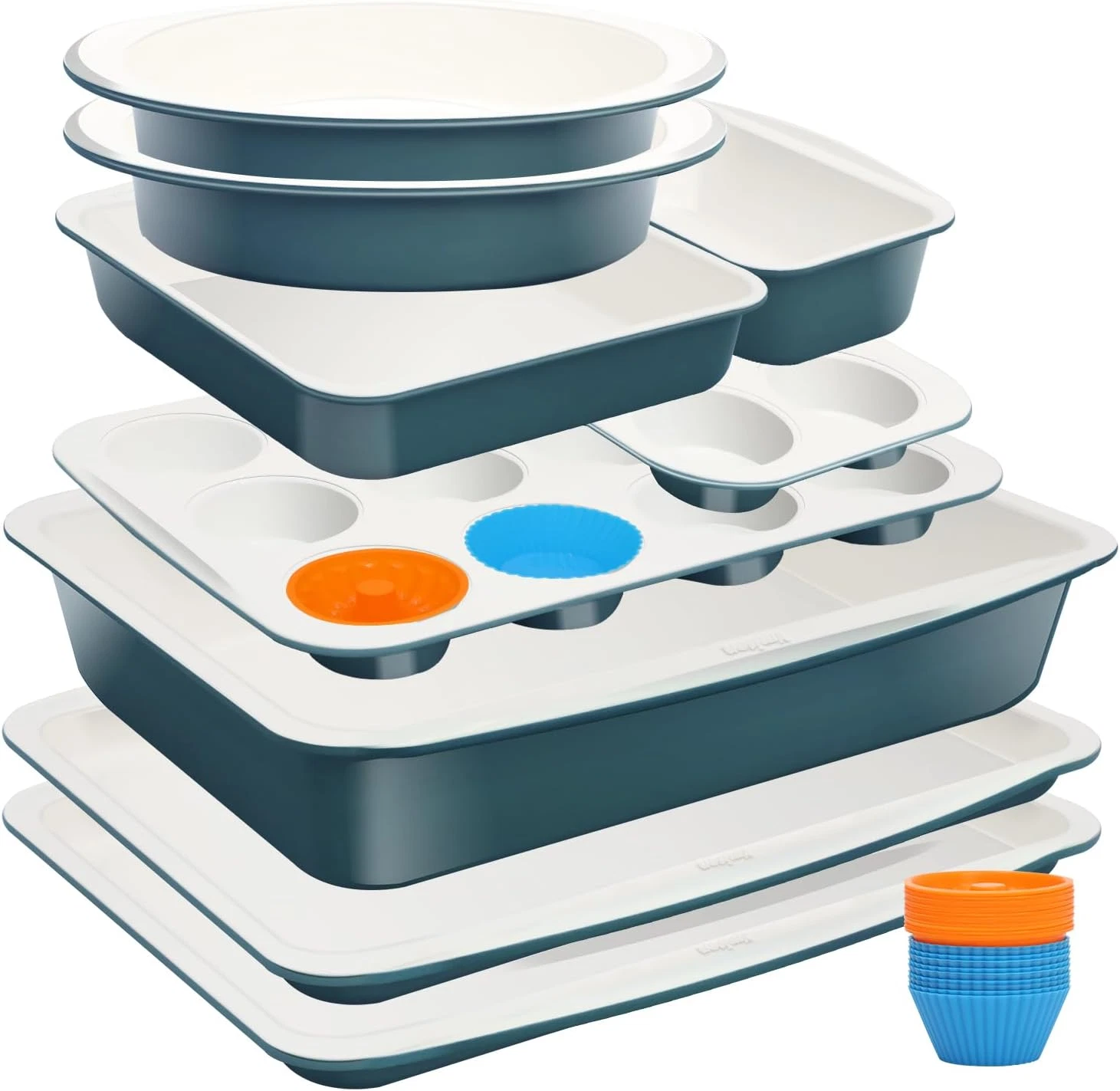 33 PCS Nonstick Ceramic Baking Pans Set - Oven & Dishwasher Safe, Blue