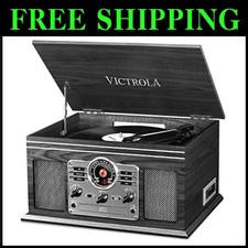 Nostalgic 6-in-1 Bluetooth Record Player - Grey Wood