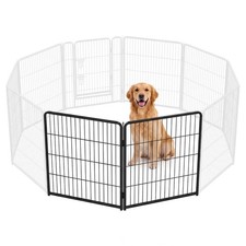 Dog Playpen Indoor, Metal 32 Inch 2 Panels Foldable Pet Fence with Door, Outd...