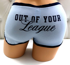 Victoria's Secret Pink Cotton Dorm Boyshort Panty Blue Out of Your League NEW