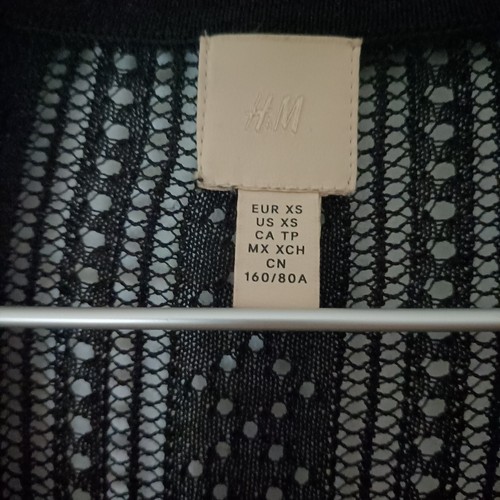 H&M Black Lacy Stretch Cardigan With Collar And Long Sleeves UK Size 8 - Picture 3 of 3