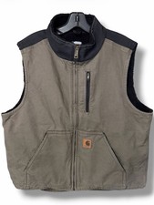 Vintage 2000 Carhartt V33-239 Sherpa Lined Duck Vest Large Brown Black USA Y2K