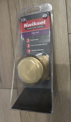 Complete: KWIKSET Decorative-Dummy-Inactive Pismo Knob Set in SATIN BRASS
