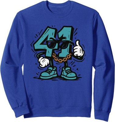 Cartoon Drip Numbers Graffiti Meme Forty One Fun Unisex Crewneck Sweatshirt