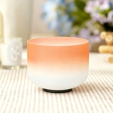 432hz 8"D Note Sacral Chakra Orange Colored Frosted Quartz Crystal Singing Bowl