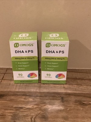2 Boxes Of OMOGS DHA 600 Mg - PS 100 Mg 90 Softgels Each 180 Total Exp - 05/26