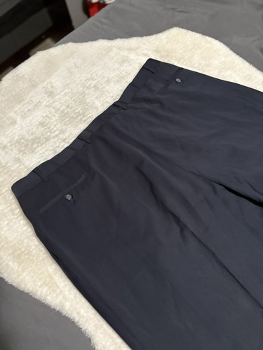 Pronto Uomo Mens Navy Blue Pleated Straight Wool Dress Pants Size 44x28 - Picture 8 of 8