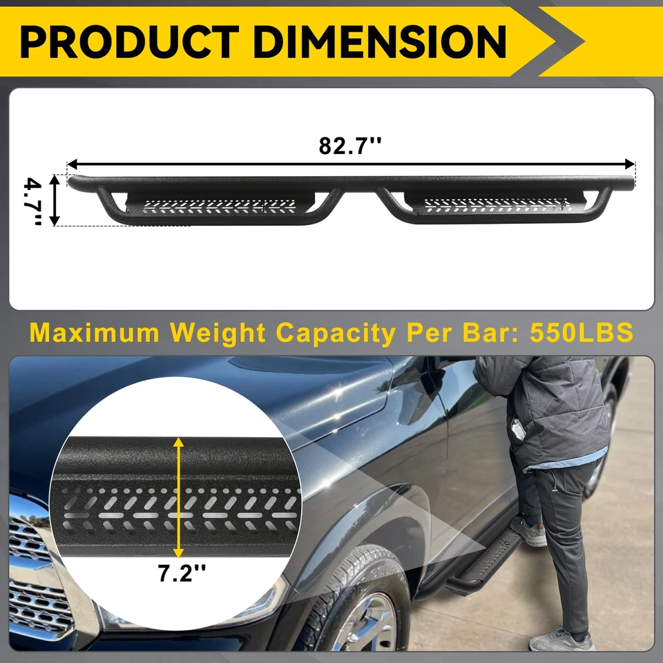 Fit for 2009-2018 Dodge Ram 1500 Crew Cab 2010-2024 RAM 2500 3500 Running Boards Foto 4 de 4