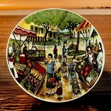 Effete D'Arte Ceramic - Market Scenes  Decorative Plate by Brunelli, Italy, 11”