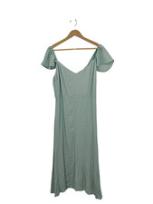 Quince Women Lightweight Crepe Flutter Sleeve Midi Dress Green M