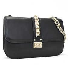 Valentino Garavani Chain Shoulder Bag Rockstuds Leather Black VALENTINO GARAVANI