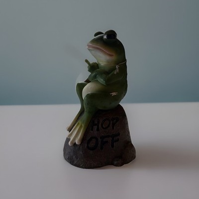 Ebros Rude Frog Statue Flipping Bird Garden Rock Animal Decorative Sculpture