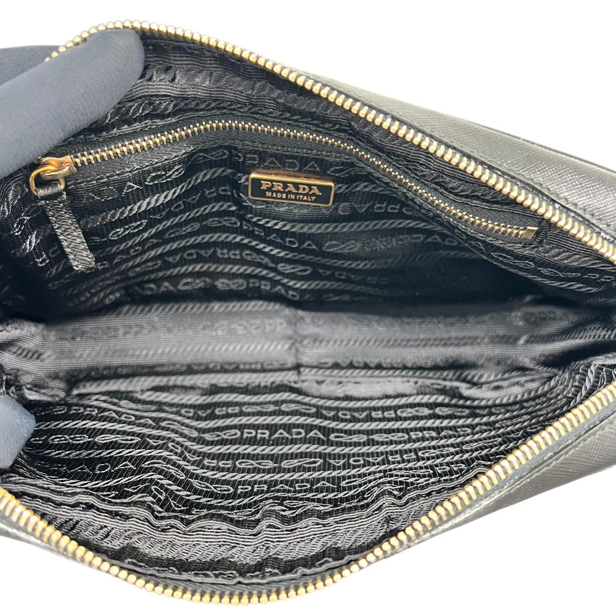 Excellent Condition PRADA Saffiano Leather Shoulder Bag BT0077 Black for Women A thumbnail 9