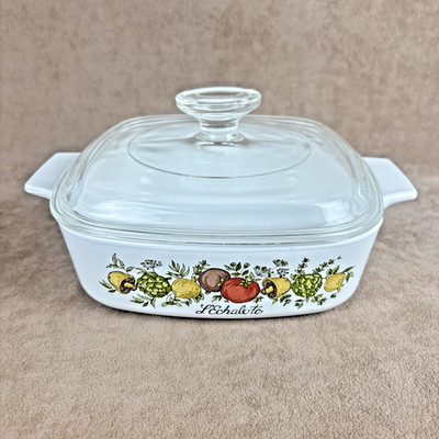 Vtg CorningWare Spice Of Life 1 Qt Casserole Dish A-1-B Pyrex Lid A7C 1972-1979