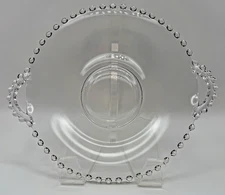 Imperial Glass Candlewick Tray Server 2 Handle Vintage Clear Beaded 10"