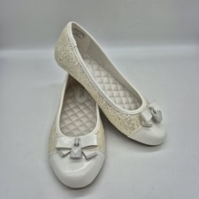 Michael Kors Girls Shoes Size 5 Flats Kenya Lock Glitter White NWOB 257