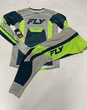 New Fly Racing Lite Gear Set Medium Jersey 32 Pants M/32 - Grey/Lime/Teal