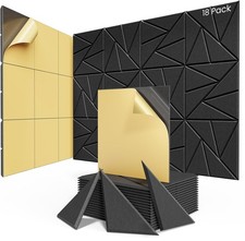 18 pack Acoustic Panels With Self-Adhesive, 12"X 18 Pack 0.4 Inch, Black