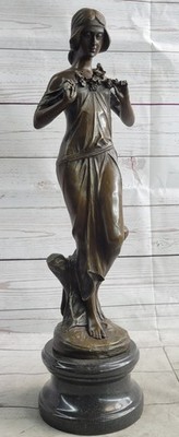Captivating Art Deco Woman Bronze Sculpture, Depicting the Beauty of Spring  Fig