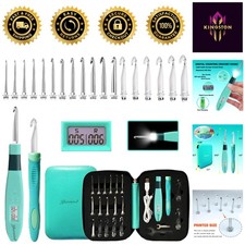 Complete 18-Piece Digital Counter Crochet Hook Set - Lighted  Interchangeable