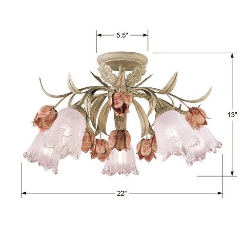 Crystorama Lighting Group 4800 Southport 5 Light 22"W Semi-Flush - Sage Rose - Picture 6 of 6