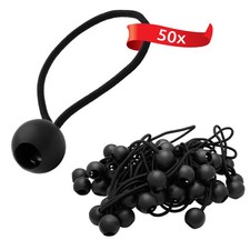 50x Spann-Gummi mit Kugel Schwarz Planenspanner Zelt-Gummis Expanderschlingen