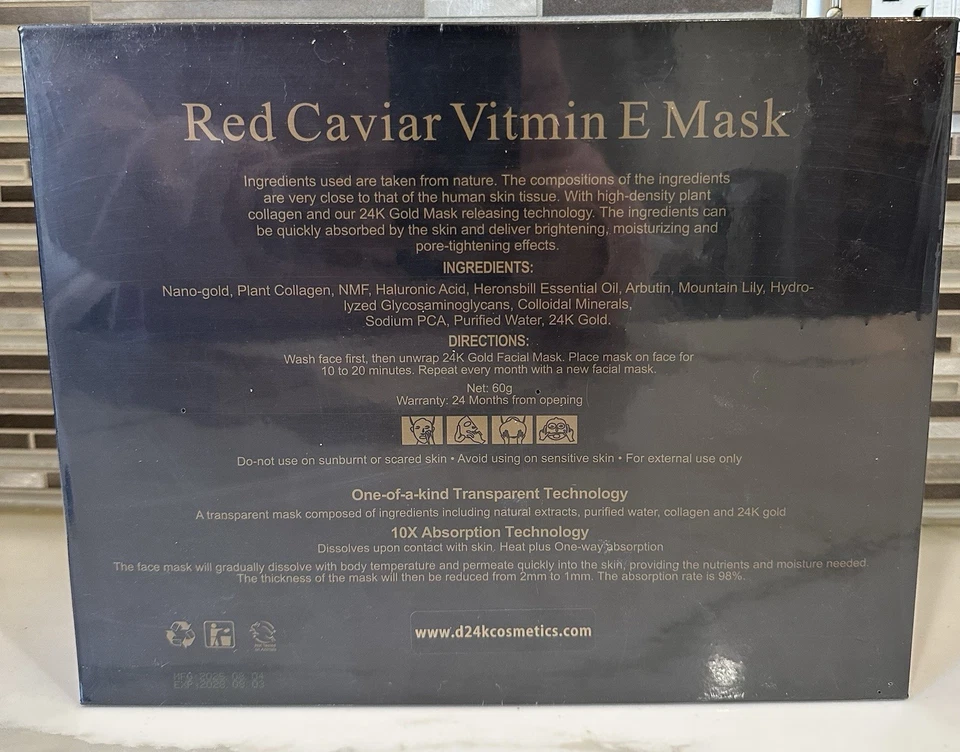 NEW SEALED D’or 24K Prestige 12 in 1 Red Caviar Vitamin E Mask,  $4950 retail - Image 3 of 3