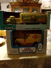 2-vintage ERTL 1950 Tractor Trailer Bank 1:43 scale diecast PUBLIX  Bakery bank