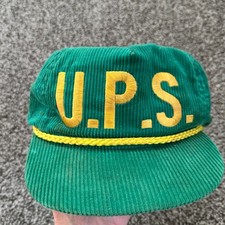 VTG UPS Hat Adult Cap Snapback Corduroy Embroidered Trucker 70s Workwear