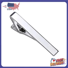 Silver Stainless Steel Tie Clip Bar Necktie Silver Mens Clasp Clamp 2.2" Inches
