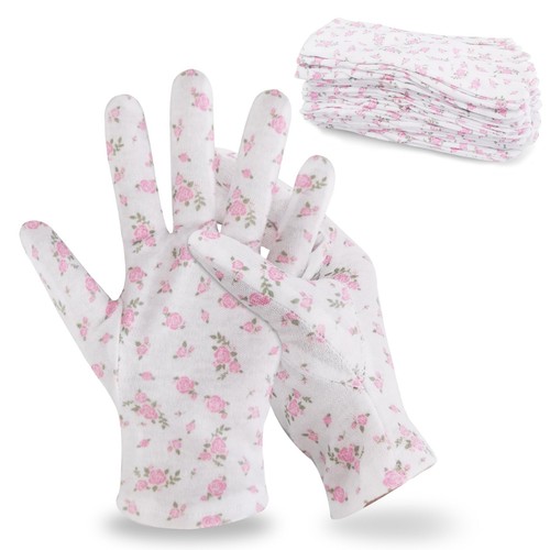 12 Pairs Premium 100% Cotton Gloves, Dry Hands & Eczema, Overnight Lotion & S...