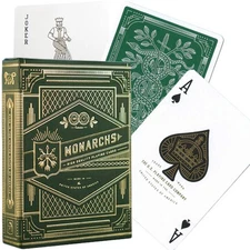 Monarchs Green Playing Cards Deck Theory 11 Magic Games Green & Gold T1105