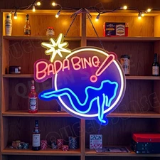 Bada Bing Girl LED Neon Sign With Dimmer USB Powered Adjustable Light