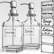 Soap Dispenser - 2 Pack, 18 Oz Antique Design Thick Glass Hand Soap Dispensers;