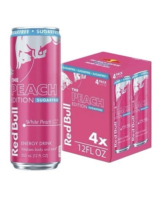   New Red Bull THE PEACH EDITION White Peach SUGARFREE Energy Cans (4-Pack)