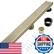 Muschbath 36 Inch Linear Shower Drain Brushed Gold Shower Drainremovable Grate