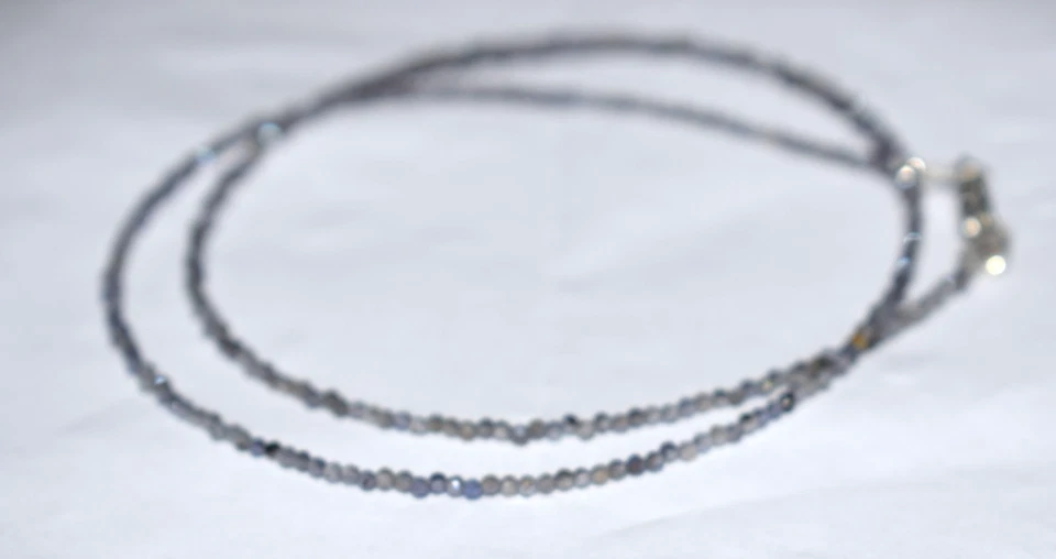 Natural Blue Iolite Gemstone Necklaces 925 Sterling Silver 2 mm Beads 12" String - Image 3 of 4