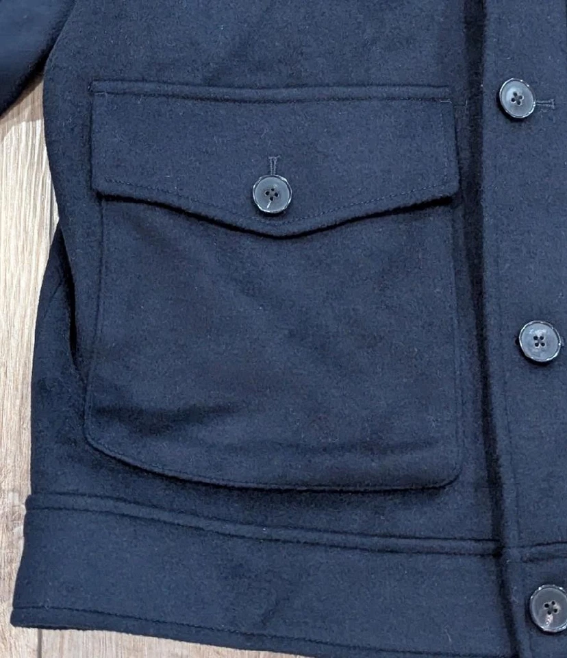 $500 Mens REISS Wool Blend Field Jacket Navy XL - Image 2 of 4