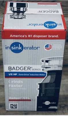 Insinkerator Badger 5 Garbage Disposal, Standard Series 1/2 HP Continuous Feed.