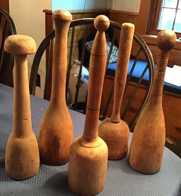 Vtg Antique Lot of 5 Wooden Masher /Kitchen Pestle Antique Primitive Farm Rustic